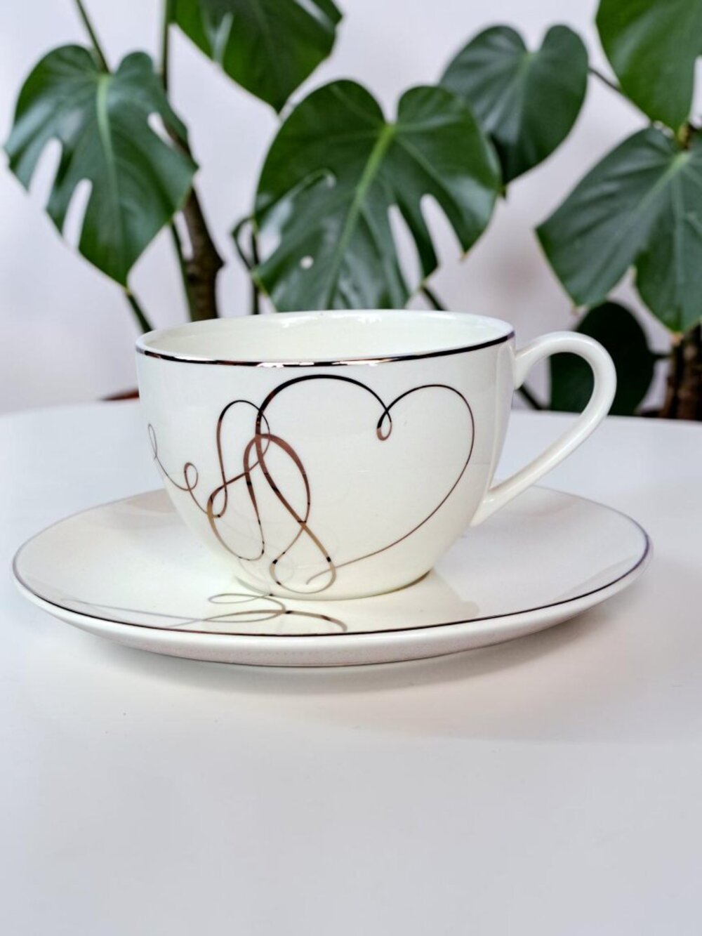 New Mikasa China Tea Cup and Saucer Love Story pattern